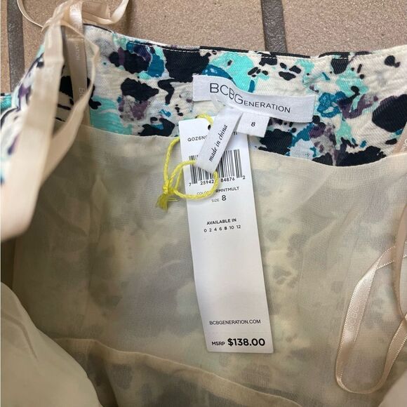 NWT BCBG Generation Blue Sleeveless Mini Floral Cocktail Dress Zipper Sz 8 - Picture 5 of 7